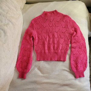ASTR THE LABEL/ alpaca blend hot pink crocheted sweater s